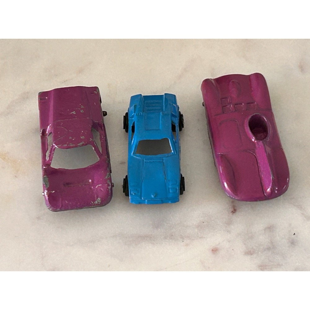 Vintage Tootsietoy Diecast Car Lot Lamborghini Jaguar Chaparral Purple Blue 3pc